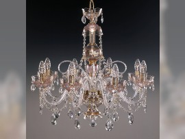 12-arm pink crystal chandelier with almonds