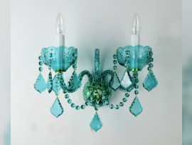 Applique murale bleu-vert avec tubes en verre blanc