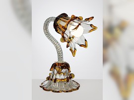 Lampe de table décorative de style Murano avec abat-jour en verre bicolore