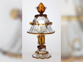 Lampe de table décorative de Murano avec abat-jour en verre bicolore
