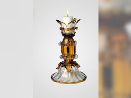 Bougeoir en verre de Murano bicolore