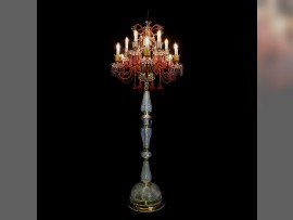 Grand lampadaire Baccarat en verre taillé tricolore