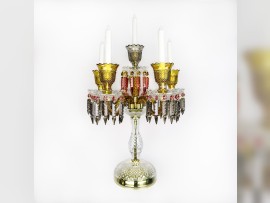Chandelier en cristal de Baccarat (transformable en lampe de table) en verre taillé tricolore
