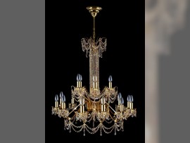 Lustre à strass, diamètre 86 x 110 cm / 18 ampoules, en laiton brillant avec bras métalliques, référence 6160-12+6-S