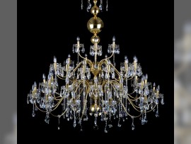 Détails : Grand lustre d'intérieur avec des bras tubulaires, diamètre 154 x 170 cm / 39 ampoules