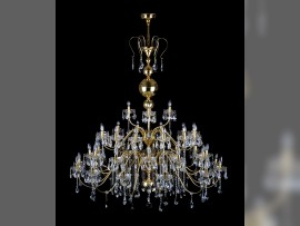 Grand lustre d'intérieur avec des bras tubulaires, diamètre 154 x 170 cm / 39 ampoules, amandes en cristal – une décoration luxueuse pour tout hall d'entrée. Référence 6460-39-S