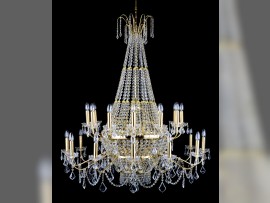 Grand lustre en forme de panier à strass avec des bras en métal sur deux niveaux, diamètre 120 x 140 cm / 24 ampoules, code 7330-12+12-S