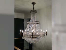 Lustre en forme de panier avec 8 bras tubulaires en métal (8 ampoules) disposés sur le pourtour