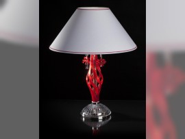 Red table lamp with glass corals