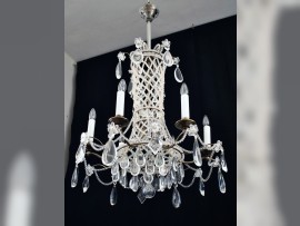 Lustre en laiton incrusté de perles