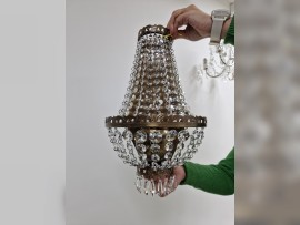 Petite applique murale en forme de lustre panier - 2 ampoules, laiton teinté (patiné)