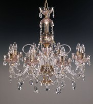 8-arm pink crystal chandelier with almonds