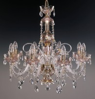 12-arm pink crystal chandelier with almonds