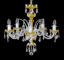 5-arm yellow crystal chandelier with almonds