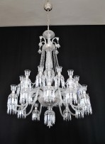 24-arm Silver Baccarat chandelier incl. the ceiling rose
