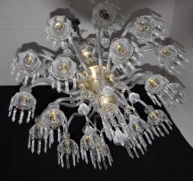 Big Baccarat 30-arm crystal chandelier, matt gold