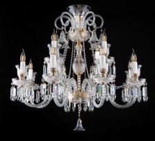 12-arm gold crystal chandelier with diamond hand cut