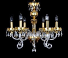 another type of 6-arm GOLD crystal chandelier with glass flowers
