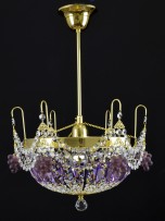 purple basket crystal chandelier off