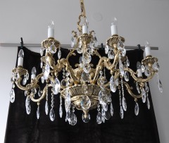 8+4 Arms Cast brass chandelier - Gold Lyre