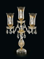3-arm luxurious gold crystal lamp with painted vases