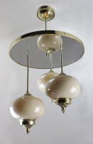 Silver Art deco chandelier with three white balls