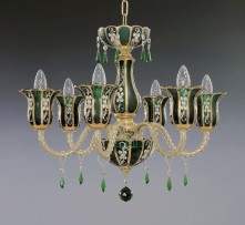 8-arm Gold painted green chandelier "Arabic green"