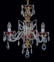 Small pomegranate-red chandelier with gold painting