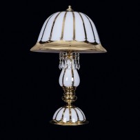 Tall white table lamp with gold decoration