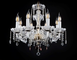 Black&White 8-arm luxury finely and deeply ground crystal chandelier with red almonds