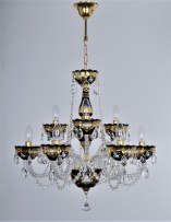 Golden high enamel on black glass - whole chandelier