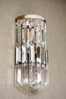smaller wall light with crystal prisms & crystal balls