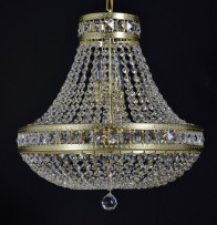 Lustre en forme de panier plus petit, lampe à strass montée en surface et recouverte de pierres carrées.