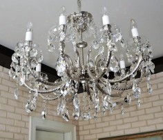 Big 10-arm massive cr. chandelier with glossy silver finish