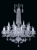 Big wedding chandelier with cut crystal bells, 24 bulbs