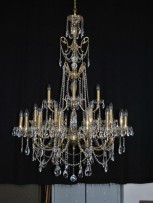 Tall 28 arms Cast brass crystal chandelier