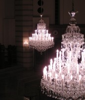Lit large crystal chandeliers 2