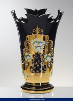 Vase noir de 30,5 cm de haut décoré de dorures