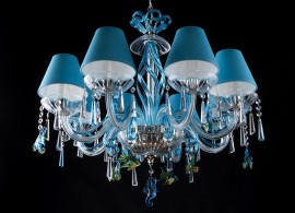 Blue marine chandelier with lampshades