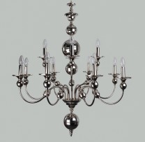Dutch chandeliers made of manually pressed nickel coated brass parts SILVER