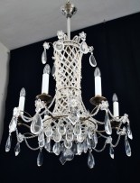 Brass chandelier inlaid with pearls