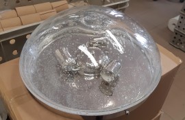 Silver surface mounted light with glass with bubbles