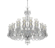 Lustre en cristal argenté à 30 branches taillé au diamant