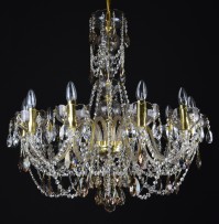 Yellow crystal chandelier with 8 glass arms