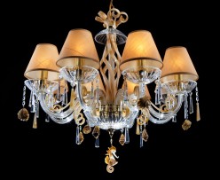 Amber glass chandelier with sea shells