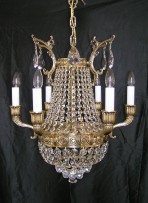 The cast brass Strass basket chandelier with 6 solid brass arms