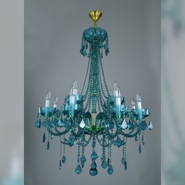 Lustres et lampes en cristal bleu-vert de couleur turquoise