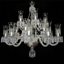 Lustre à 24 bras en cristal de style Bohème Baccarat avec tulipes taillées