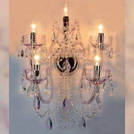 Grande applique en cristal avec verre violet améthyste - état allumé