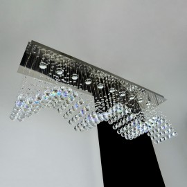 Lustres modernes en cristal avec miroir rectangulaire et VAGUES de cristal (cristal coloré et clair)